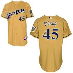 #45 Alfredo Figaro Gold MLB Jersey-Milwaukee Brewers Stitched Cool Base Baseball Jersey