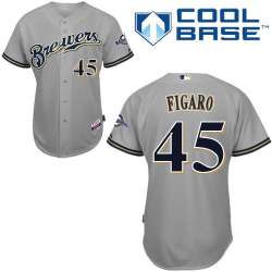 #45 Alfredo Figaro Gray MLB Jersey-Milwaukee Brewers Stitched Cool Base Baseball Jersey