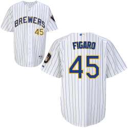 #45 Alfredo Figaro White Pinstripe MLB Jersey-Milwaukee Brewers Stitched Player Baseball Jersey