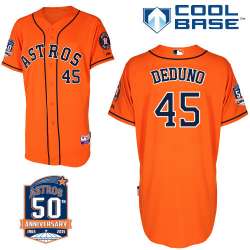#45 Samuel Deduno Orange MLB Jersey-Houston Astros Stitched Cool Base Baseball Jersey
