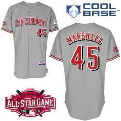 #45 Sean Marshall Gray MLB Jersey-Cincinnati Reds Stitched Cool Base Baseball Jersey
