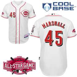#45 Sean Marshall White MLB Jersey-Cincinnati Reds Stitched Cool Base Baseball Jersey