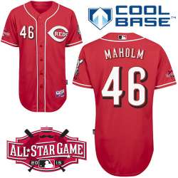 #46 Paul Maholm Red MLB Jersey-Cincinnati Reds Stitched Cool Base Baseball Jersey
