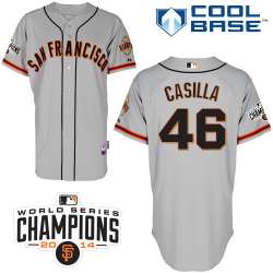 #46 Santiago Casilla Gray MLB Jersey-San Francisco Giants Stitched Cool Base Baseball Jersey
