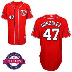 #47 Gio Gomzalez Red MLB Jersey-Washington Nationals Stitched Cool Base Baseball Jersey