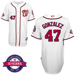 #47 Gio Gomzalez White MLB Jersey-Washington Nationals Stitched Cool Base Baseball Jersey