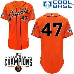 #47 Jarrett Parker Orange MLB Jersey-San Francisco Giants Stitched Cool Base Baseball Jersey