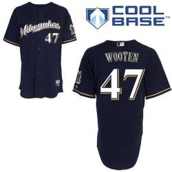 #47 Rob Wooten Navy Blue MLB Jersey-Milwaukee Brewers Stitched Cool Base Baseball Jersey