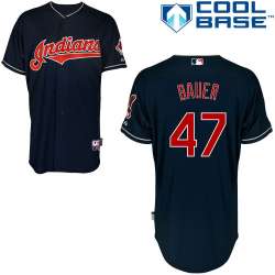 #47 Trevor Bauer Dark Blue MLB Jersey-Cleveland Indians Stitched Cool Base Baseball Jersey