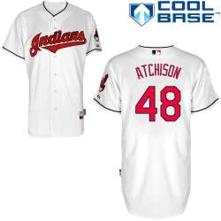 #48 Scott Atchison White MLB Jersey-Cleveland Indians Stitched Cool Base Baseball Jersey