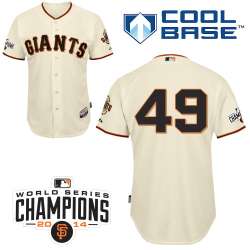 #49 Javier Lopez Cream MLB Jersey-San Francisco Giants Stitched Cool Base Baseball Jersey