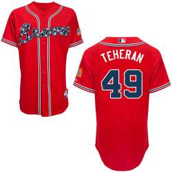 #49 Julio Teheran Red MLB Jersey-Atlanta Braves Stitched Cool Base Baseball Jersey