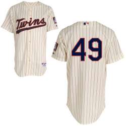 #49 Lester Oliveros Cream Pinstripe MLB Jersey-Minnesota Twins Stitched Player Baseball Jersey