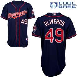 #49 Lester Oliveros Dark Blue MLB Jersey-Minnesota Twins Stitched Cool Base Baseball Jersey