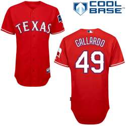 #49 Yovani Gallardo Red MLB Jersey-Texas Rangers Stitched Cool Base Baseball Jersey