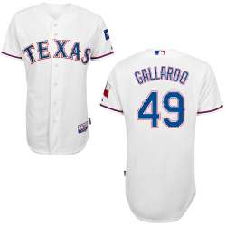 #49 Yovani Gallardo White MLB Jersey-Texas Rangers Stitched Cool Base Baseball Jersey