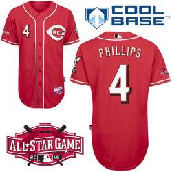 #4 Brandon Phillips Red MLB Jersey-Cincinnati Reds Stitched Cool Base Baseball Jersey