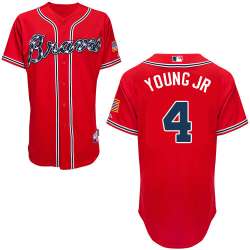 #4 Eric Young Jr Red MLB Jersey-Atlanta Braves Stitched Cool Base Baseball Jersey