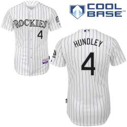 #4 Nick Hundley White Pinstripe MLB Jersey-Colorado Rockies Stitched Cool Base Baseball Jersey
