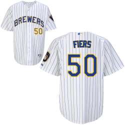 #50 Mike Fiers White Pinstripe MLB Jersey-Milwaukee Brewers Stitched Player Baseball Jersey