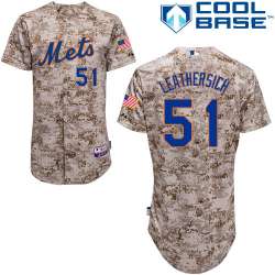 #51 Jack Leathersich Camo MLB Jersey-New York Mets Stitched Player Baseball Jersey