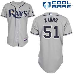#51 Nate Karns Gray MLB Jersey-Tampa Bay Rays Stitched Cool Base Baseball Jersey