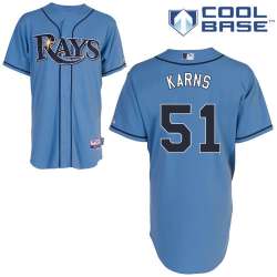 #51 Nate Karns Light Blue MLB Jersey-Tampa Bay Rays Stitched Cool Base Baseball Jersey