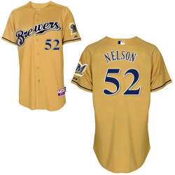 #52 Jimmy Nelson Gold MLB Jersey-Milwaukee Brewers Stitched Cool Base Baseball Jersey