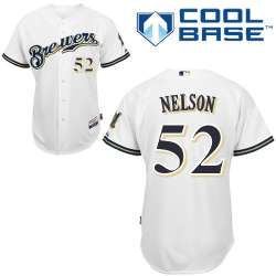 #52 Jimmy Nelson White MLB Jersey-Milwaukee Brewers Stitched Cool Base Baseball Jersey