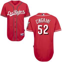 #52 Tony Cingrani Red MLB Jersey-Cincinnati Reds Stitched Los Rojos Cool Base Baseball Jersey