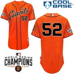 #52 Yusmeiro Petit Orange MLB Jersey-San Francisco Giants Stitched Cool Base Baseball Jersey