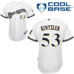 #53 Brandon Kintzler White MLB Jersey-Milwaukee Brewers Stitched Cool Base Baseball Jersey