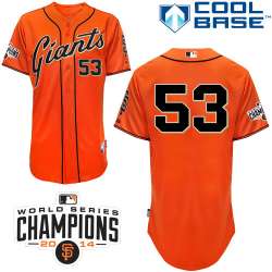 #53 Chris Heston Orange MLB Jersey-San Francisco Giants Stitched Cool Base Baseball Jersey