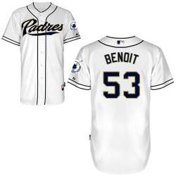 #53 Joaquin Benoit White MLB Jersey-San Diego Padres Stitched Cool Base Baseball Jersey