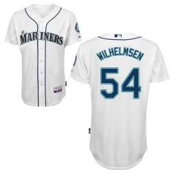 #54 Tom Wilhelmsen White MLB Jersey-Seattle Mariners Stitched Cool Base Baseball Jersey
