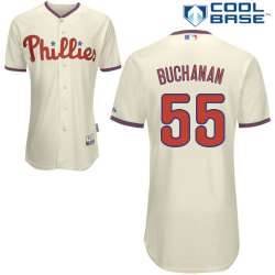 #55 David Buchanan Cream MLB Jersey-Philadelphia Phillies Stitched Cool Base Baseball Jersey