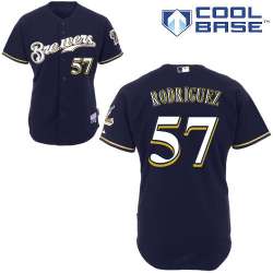 #57 Francisco Rodriguez Dark Blue MLB Jersey-Milwaukee Brewers Stitched Cool Base Baseball Jersey