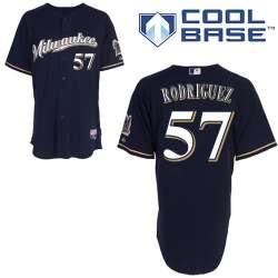 #57 Francisco Rodriguez Navy Blue MLB Jersey-Milwaukee Brewers Stitched Cool Base Baseball Jersey