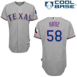 #58 Joseph Ortiz Gray MLB Jersey-Texas Rangers Stitched Cool Base Baseball Jersey