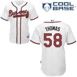 #58 Lan Thomas White MLB Jersey-Atlanta Braves Stitched Cool Base Baseball Jersey