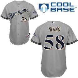 #58 Wei-Chung Wang Gray MLB Jersey-Milwaukee Brewers Stitched Cool Base Baseball Jersey