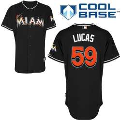 #59 Ed Lucas Black MLB Jersey-Miami Marlins Stitched Cool Base Baseball Jersey