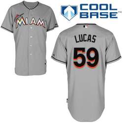 #59 Ed Lucas Gray MLB Jersey-Miami Marlins Stitched Cool Base Baseball Jersey
