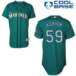 #59 Mike Kickham Green MLB Jersey-Seattle Mariners Stitched Cool Base Baseball Jersey