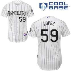 #59 Wilton Lopez White Pinstripe MLB Jersey-Colorado Rockies Stitched Cool Base Baseball Jersey