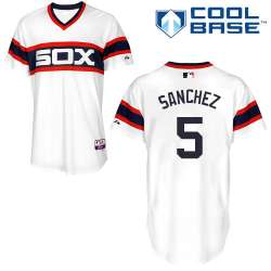 #5 Carlos Sanchez White MLB Jersey-Chicago White Sox Stitched Cool Base Baseball Jersey
