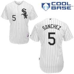 #5 Carlos Sanchez White Pinstripe MLB Jersey-Chicago White Sox Stitched Cool Base Baseball Jersey