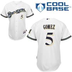 #5 Hector Gomez White MLB Jersey-Milwaukee Brewers Stitched Cool Base Baseball Jersey
