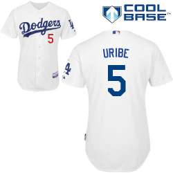 #5 Juan Uribe White MLB Jersey-Los Angeles Dodgers Stitched Cool Base Baseball Jersey
