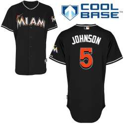 #5 Reed Johnson Black MLB Jersey-Miami Marlins Stitched Cool Base Baseball Jersey